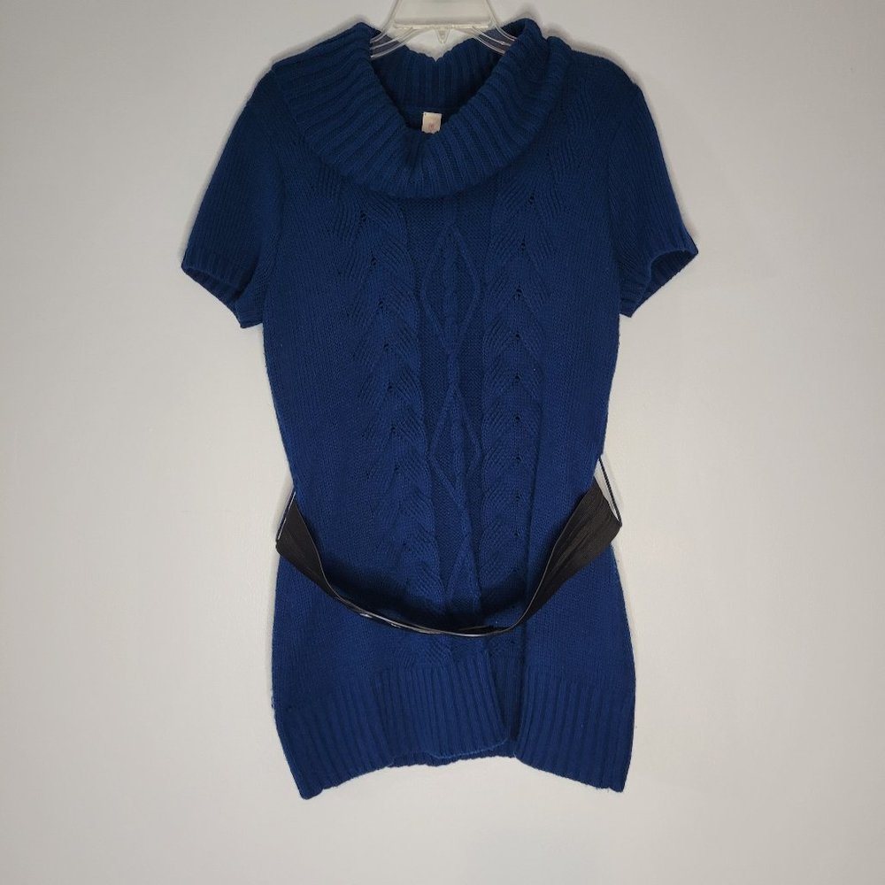 No Boudaries, XL, belted knitted top royal blue